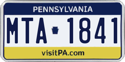 PA license plate MTA1841