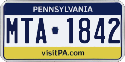 PA license plate MTA1842