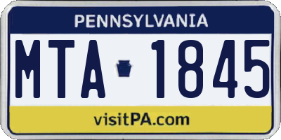 PA license plate MTA1845