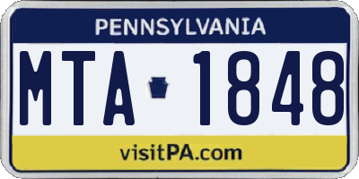 PA license plate MTA1848
