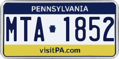 PA license plate MTA1852