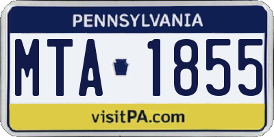 PA license plate MTA1855