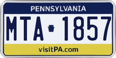 PA license plate MTA1857