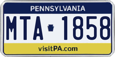 PA license plate MTA1858