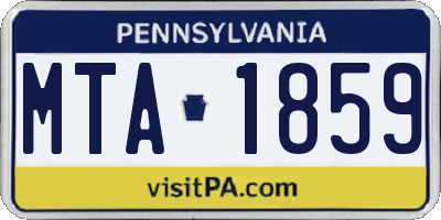 PA license plate MTA1859