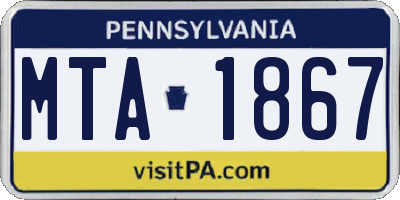 PA license plate MTA1867