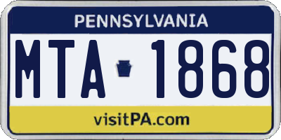 PA license plate MTA1868