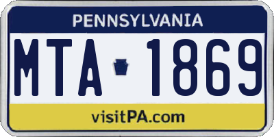 PA license plate MTA1869