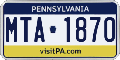 PA license plate MTA1870