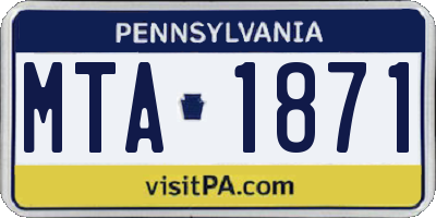 PA license plate MTA1871