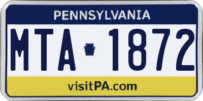 PA license plate MTA1872