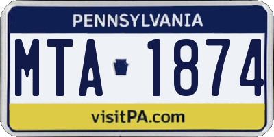PA license plate MTA1874