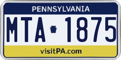 PA license plate MTA1875