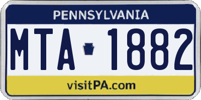 PA license plate MTA1882