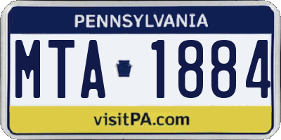 PA license plate MTA1884