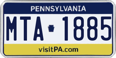 PA license plate MTA1885