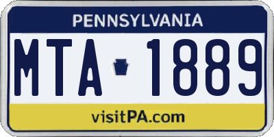 PA license plate MTA1889