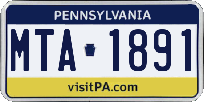 PA license plate MTA1891