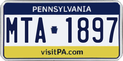 PA license plate MTA1897