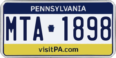 PA license plate MTA1898