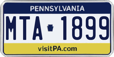 PA license plate MTA1899