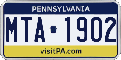 PA license plate MTA1902