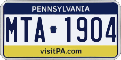 PA license plate MTA1904