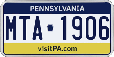 PA license plate MTA1906