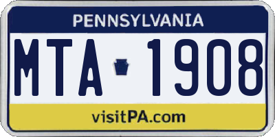PA license plate MTA1908