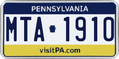 PA license plate MTA1910