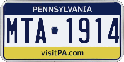 PA license plate MTA1914