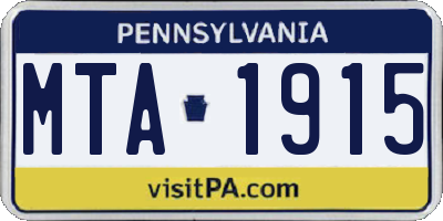 PA license plate MTA1915