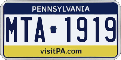 PA license plate MTA1919