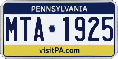 PA license plate MTA1925