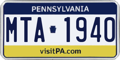 PA license plate MTA1940