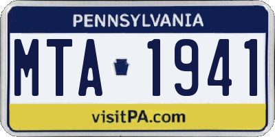 PA license plate MTA1941