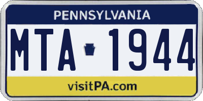 PA license plate MTA1944