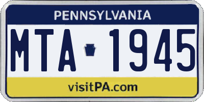 PA license plate MTA1945