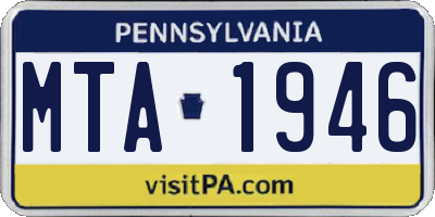 PA license plate MTA1946