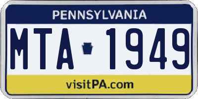 PA license plate MTA1949