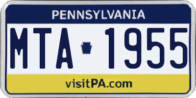 PA license plate MTA1955