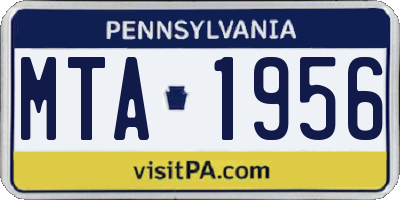 PA license plate MTA1956
