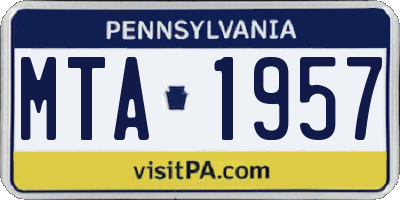 PA license plate MTA1957