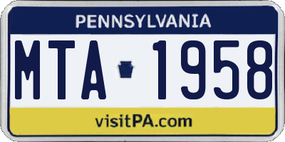 PA license plate MTA1958