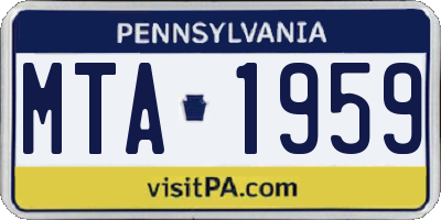PA license plate MTA1959