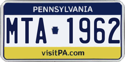 PA license plate MTA1962