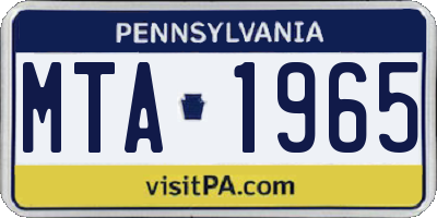 PA license plate MTA1965