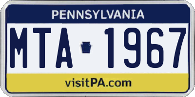 PA license plate MTA1967