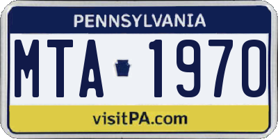 PA license plate MTA1970