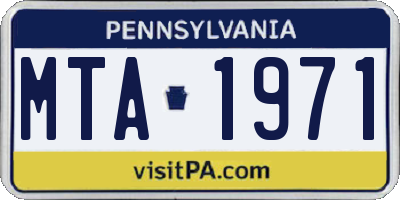 PA license plate MTA1971